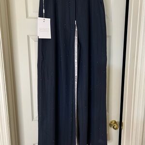 Mac Duggal R81161‎ size 10 Navy Bedazzled Pants/Slack wide leg